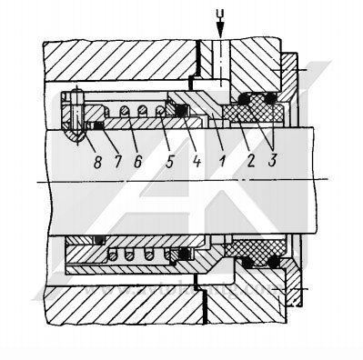 Figure 9. Mechanical seal with a vitоn ring in a double shell of PTF for chemical devices and pumps